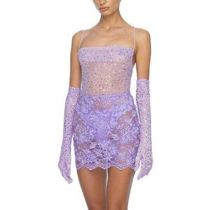 Dyspnea Open Back Sheer Mini Dress With Sparkling Sequins & Hand Beaded Lace